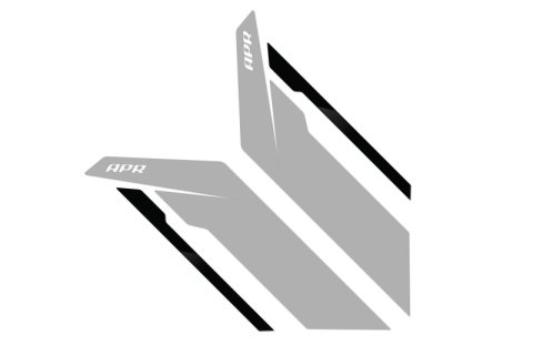 APR Sideburn Stickers - Silver APR/Black Stripe (Pair)