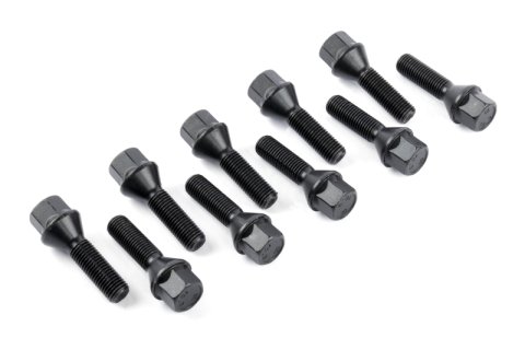Dinan Lug Bolts - Cone Seat - M12x1.5 - 28mm - Black (Set of 10)