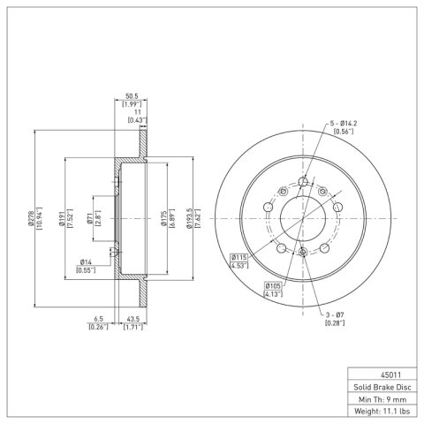 R1 06-10 Buick Allure Rear Brake Rotor Set w/Ceramic Pads and Hardware (2x dfc600-45011, 1x rnc2310-0698-01)