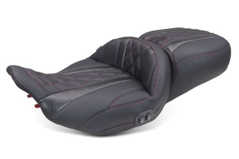 Mustang 23-26 Harley CVO Road Glide Street Glide Heated Deluxe Diamond ST 1pc 2Up Blk w/DC Thread