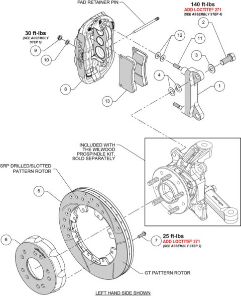 Wilwood Chevy C10 XRS6R Front Big Brake Kit - 12.19in Slotted Rotor - Alum. Pro Spindle - Black