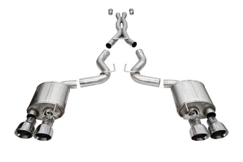 Corsa 20-22 Ford Mustang GT500 3.0in Dual Rear Exit Catback w/ Twin 5.0in Polish Slash Cut Pro Tips