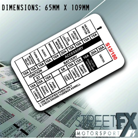 S13 180SX Fusebox Sticker Translation Wiring Fuse English Vinyl For Nissan