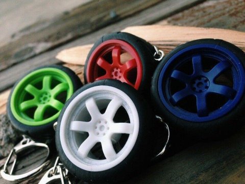 RAYS VOLK TE37 Wheel KEYRING Keyfob Key Chain - Neon Green
