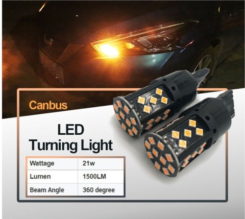 T20 Canbus Error Free Amber LED 7440 Wedge Base