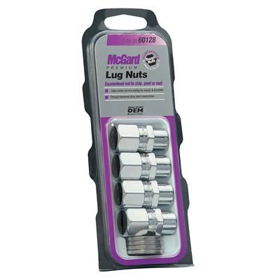 McGard Hex Lug Nut (Drag Racing Short Shank) 7/16-20 / 13/16 Hex / 1.6in. Length (4-Pack) - Chrome