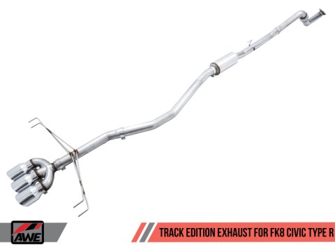 AWE Tuning 2017+ Honda Civic Type R Track Edition Exhaust w/Front Pipe & Triple Chrome Silver Tips
