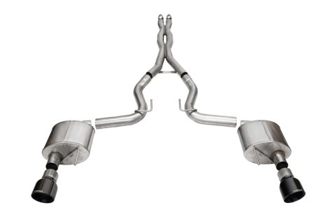 Corsa 24+ Ford Mustang GT Xtreme Cat-Back Ex. Sys. 3.0in Dual Rear Exit w/4.5in Black PVD Pro Tips