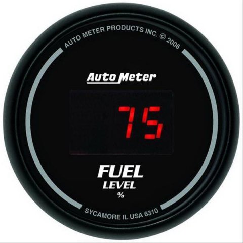 Autometer 52mm Black Digital Programmable Empty-Full Fuel Level Gauge