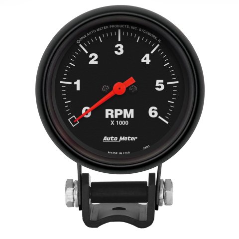 Autometer Black 2 5/8 inch 6000 rpm Tachometer Mini Tach Gauge