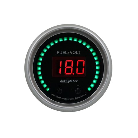 Autometer 52.4mm Black Switchable 0-100 Fuel Level / 8-18V Voltmeter Sport-Comp Elite Digital Gauge