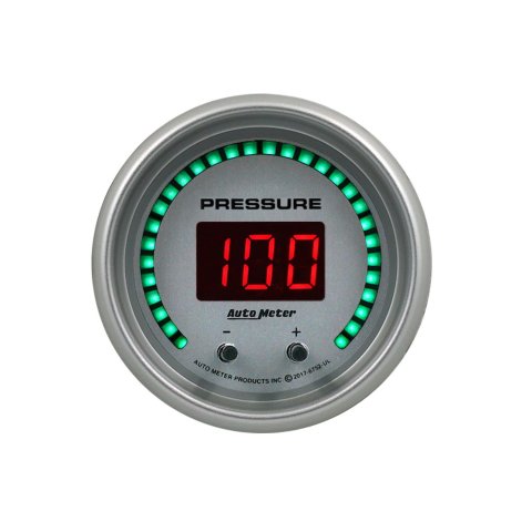 Autometer 52.4mm Silver Switchable 0-1600 PSI/0-110 BAR Fluid Pressure UltraLite Elite Digital Gauge