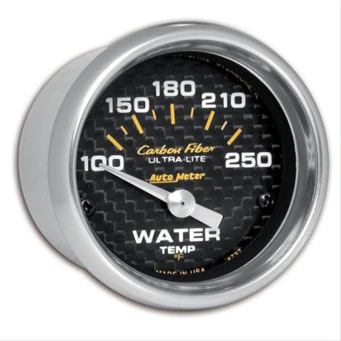 Autometer Carbon Fiber 52mm 100-250 Deg F Electronic Water Temp Gauge
