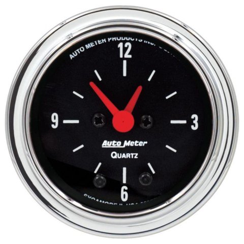 Autometer Traditional Chrome 2-1/16in 12HR Analog Clock Gauge