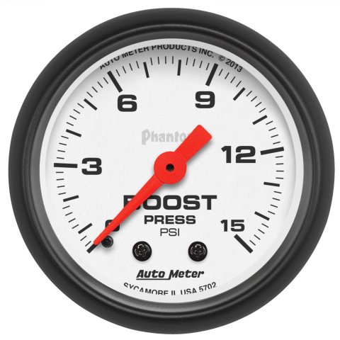 Autometer Phantom 52mm 0-15PSI Mechanical Boost Pressure Gauge