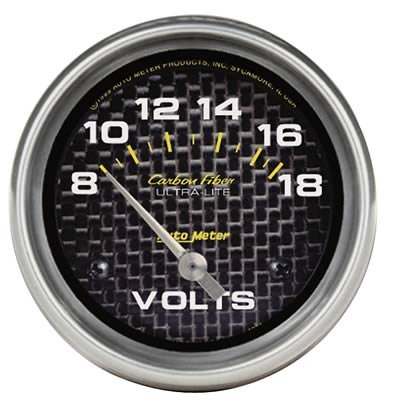 Autometer Carbon Fiber 2-5/8in 18V Electric Voltmeter Gauge