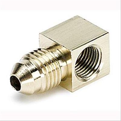 Autometer 1/8 NPTF Female to-4AN Male Pressure Gauge Adaptor 90 Deg (Brass)