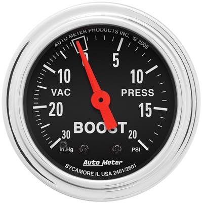 AutoMeter Gauge Vac/Boost 2-1/16in. 30Inhg-20PSI Mechanical Traditional Chrome