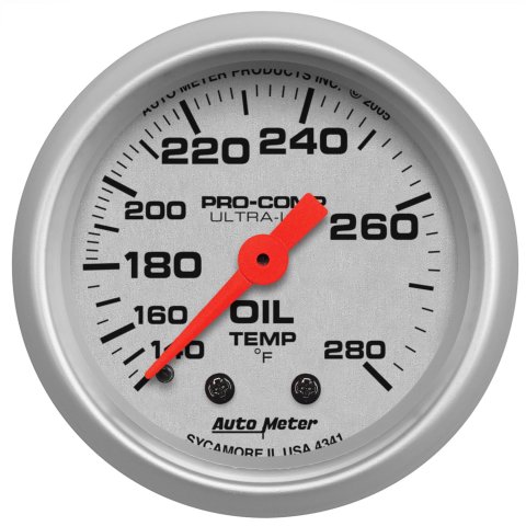 Autometer Ultra-Lite 52mm 140-280 Deg F Mechanical Oil Temp Gauge