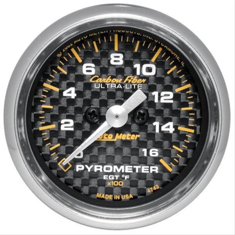 Autometer Carbon Fiber 52mm 1600 Deg F Electronic EGT Gauge Kit