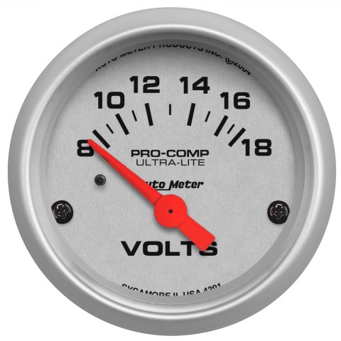 Autometer Ultra-Lite 52mm Short Sweep Electronic Voltage Gauge
