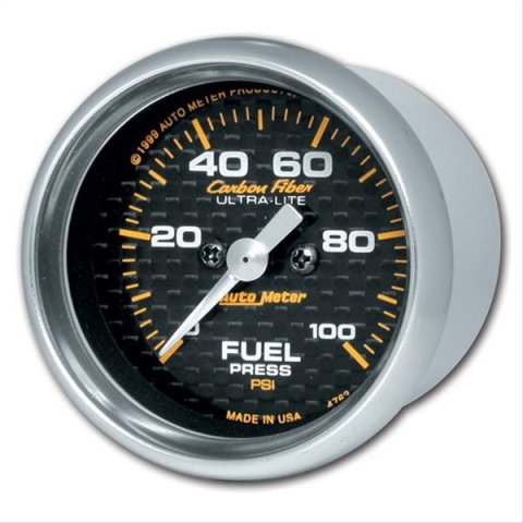 Autometer Carbon Fiber 52mm 100 PSI Electronic Fuel Pressure Gauge