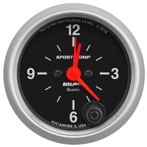 Autometer Sport-Comp 2-1/16in. 12 Hour Analog Clock Gauge