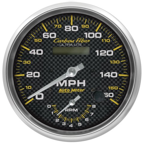 AutoMeter 160mph & 8k RPM Electric Program 5in. Carbon Fiber Gauge Tach/Speedo