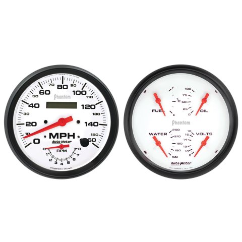 Autometer Phantom 2pc Gauge Kit Quad & Tach/Speedo 5in.