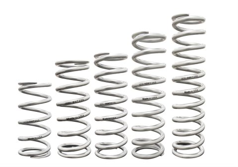 QA1 3-1/2in ID Tapered High Travel Spring - 10in Length x 450lbs/in - Silver Powder Coated