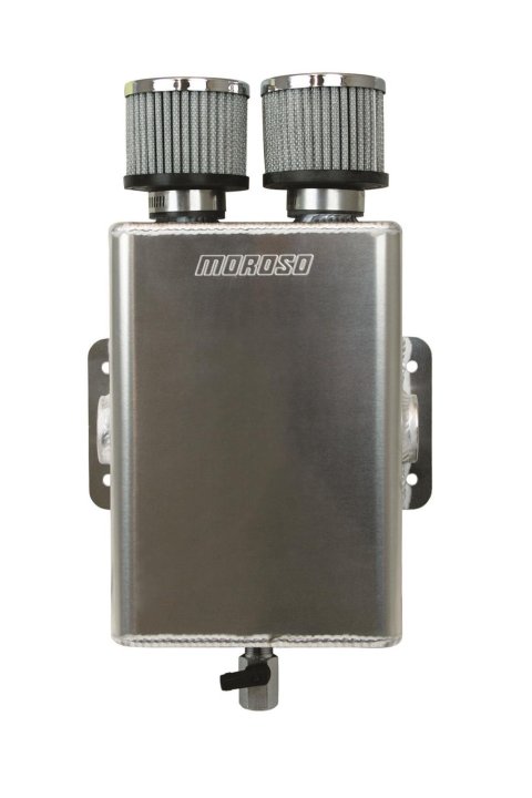 Moroso Breather Tank/Catch Can -16An Female Inlet - One on Each Side - Two Breathers - Aluminum