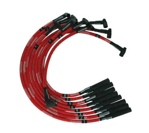 Moroso SB Chrysler Mopar 273/318/340/360 Str Plug Boots HEI Sleeved Ultra Spark Plug Wire Set - Red