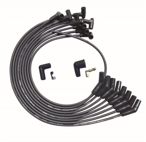 Moroso BBC Over Valve Cover 135 Deg Plug End HEI Dist Unsleeved Ultra Spark Plug Wire Set - Black