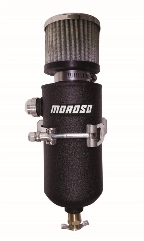 Moroso 12AN Male Catch Can Breather Tank - Black Powder Coat