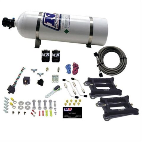 Nitrous Express Dual/4150/Gasoline Nitrous Kit (50-300HP) w/15lb Bottle