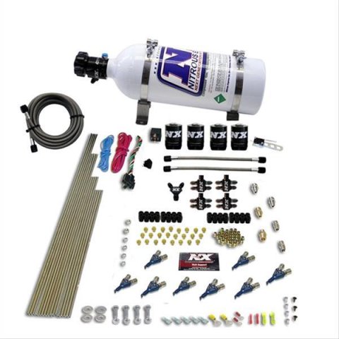 Nitrous Express 8 Cyl Piranha Direct Port 4 Solenoids Nitrous Kit (200-500HP) w/10lb Bottle