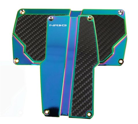 NRG Brushed Aluminum Sport Pedal A/T - Silver w/Black Carbon