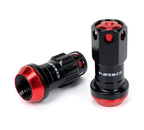 NRG 700 Series M12 X 1.25 Steel Lug Nut w/Dust Cap Cover Set 21 Pc w/Locks & Lock Socket - Red