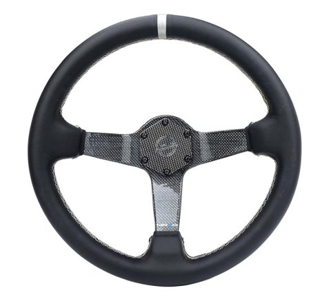 NRG Reinforced Steering Wheel (350mm) Blue Carbon Fiber Center - Blue Stitching & Center Mark