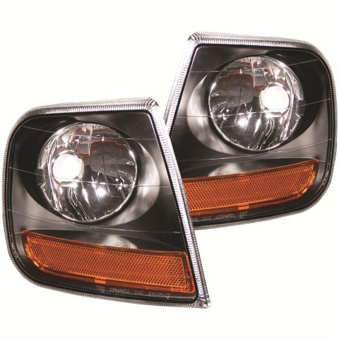 ANZO Corner Lights 1997-2003 Ford F-150 Harley-Davidson Style Corner Lights Black w/ Amber Reflector