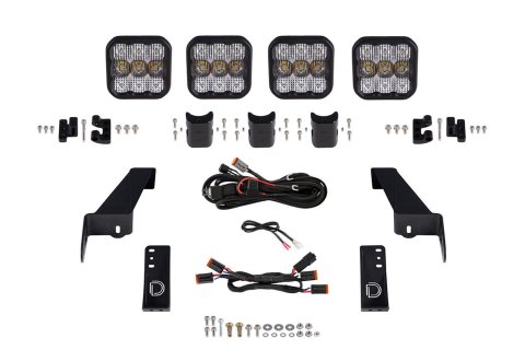 Diode Dynamics Jeep JL SS5 4-Pod CrossLink Grille Lightbar Kit Pro - White Combo