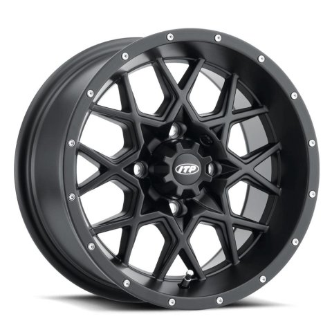 ITP Hurricane 20x6.5 / 4x137 BP / 4+2.5 Offset Gloss Black w/ Milled Edges Wheel