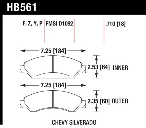 Hawk 07-08 Escalade 6.2 / 07-08 Avalanche Super Duty Front Brake Pads
