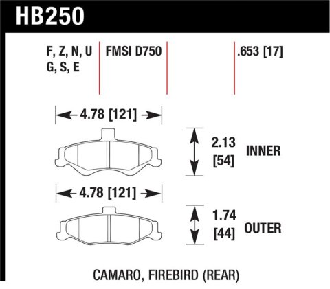 Hawk 98-02 Chevrolet Camaro 5.7L/3.8L / 98-02 Pontiac Firebird 5.7L/3.8L HPS Street Rear Brake Pads