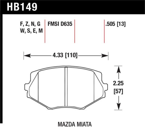 Hawk 94-05 Miata / 01-05 Normal Suspension HPS Street Front Brake Pads (D635)