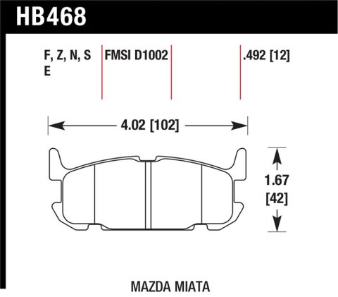 Hawk 03-05 Miata w/ Sport Suspension HPS Street Rear Brake Pads (D1002)