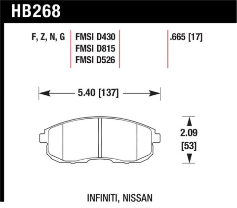 Hawk 03-04 G35/03-05 G35X/ 02-05 350z w/o Brembo HPS Street Front Brake Pads