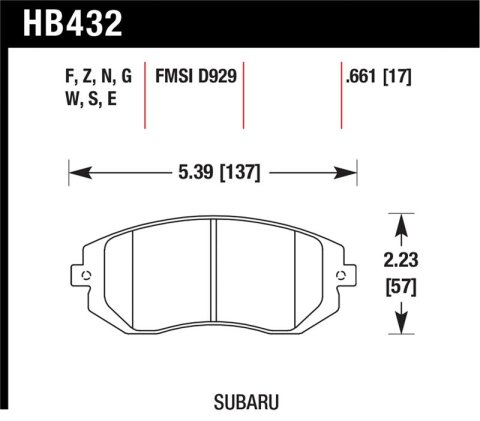 Hawk 03-05 WRX / 08 WRX D929 HP+ Street Front Brake Pads