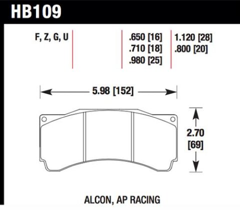 Hawk AP Racing Alcon DTC-60 Race Brake Pads