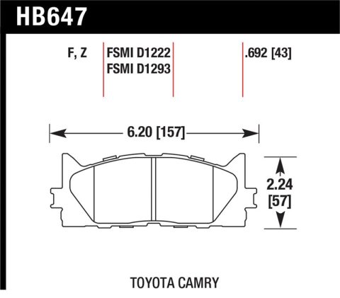 Hawk 10 Lexus ES350 / 07-11 Toyota Camry SE/XLE HPS Street Front Brake Pads